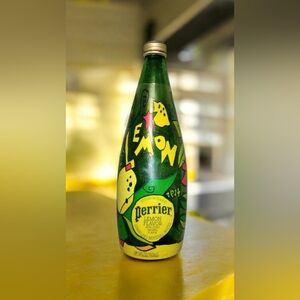 RARE Vintage Perrier Lemon Art Bottle 750ml Pop Art Perrier Graphic Bottle